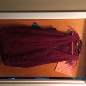 Wine Colored Bodycon Dress w/Chocker